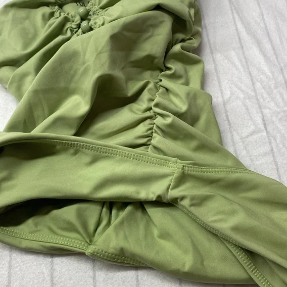 Tularosa Green Ruched One-Piece Swimsuit, Luella One Piece in Green Moss size Xs - Picture 10 of 11